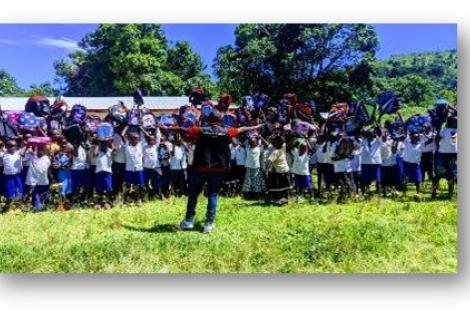 Distribution of school kits to school children in Salamabila