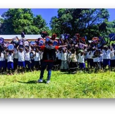 Distribution of school kits to school children in Salamabila