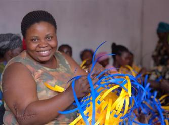 Brigitte indulges in weaving baskets to earn income 